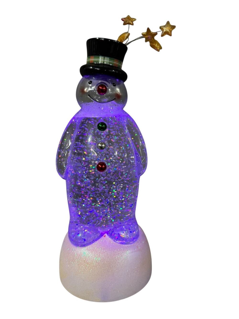 Vintage Retired Hallmark Merry Magic Snowman Lighted Snow Globe - Working!